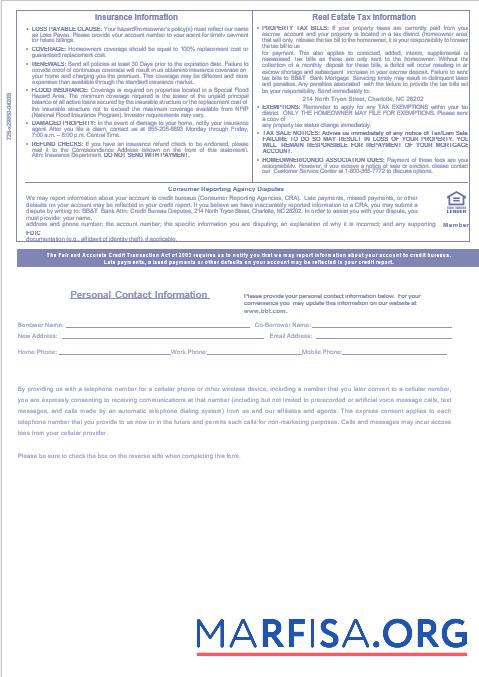 Realistic USA BB&T Corp. bank mortgage statement in Word and PDF formats, 3 pages 3 sample